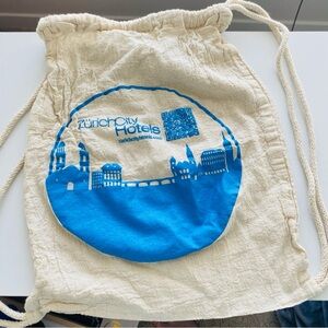 Zurich city hotels canvas drawstring backpack mini small